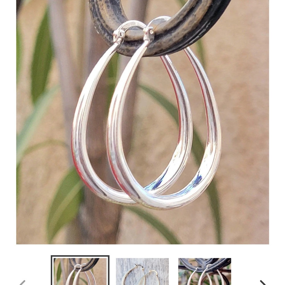 Elegant Sterling Silver Oval Hoop Earrings